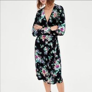 Zara floral velvet dress